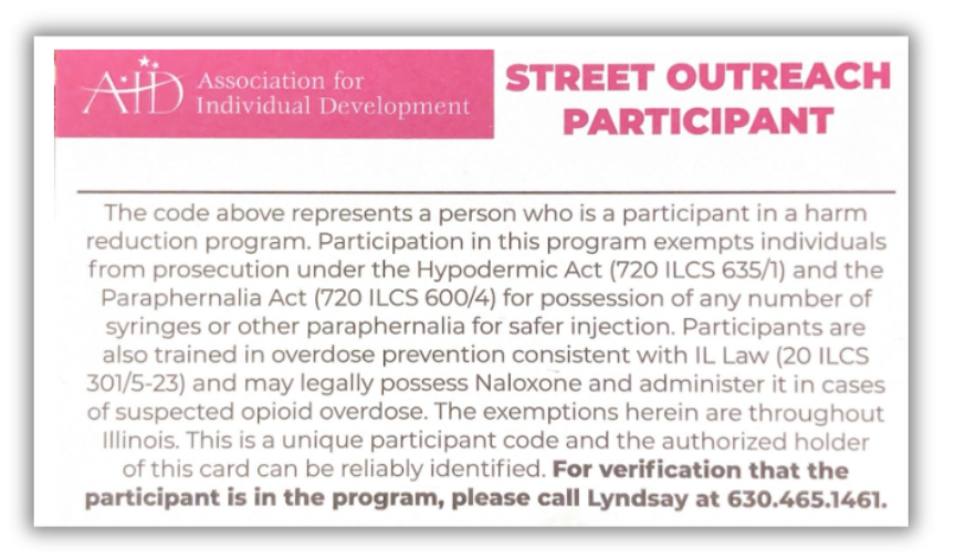 Example Street Outreach Participant Card
